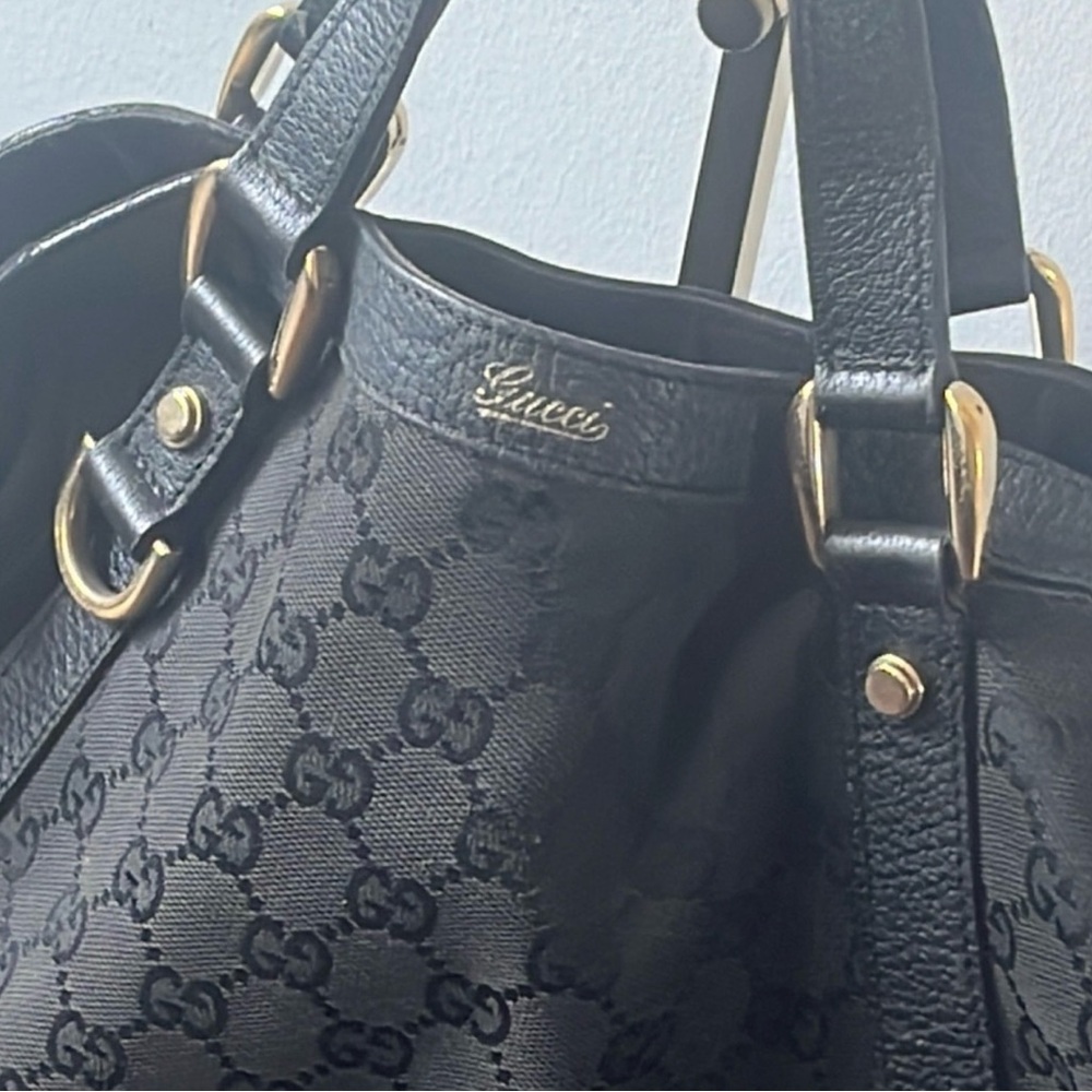 Gucci Black Monogram Hobo Bag with Gold Hardware - Picture 2 of 16